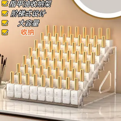 Multi-Layer Transparent Lipstick and Nail Polish Organizer Rack