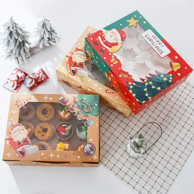 Weihnachts-Kuchenverpackungsbox für Muffins, 4, 6 oder 12 Stück - 5