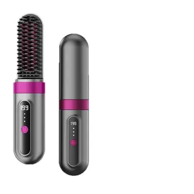 Cordless Ionic Hair Comb, 2-in-1 Straight and Curl Heated Flat Iron Styler