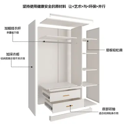Formaldehyde-Free Steel Wardrobe, Three-Door, Easy Assembly Metal Cabinet
