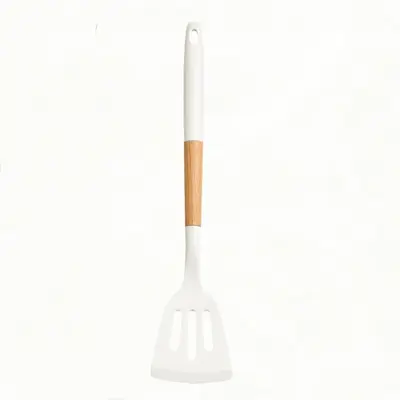 Kaymaz Uçlu Ahşap Saplı Silikon Mutfak Eşyası Tencere Kepçesi Seti Mutfak Aletleri Pişirme Wok Spatulası Çorba Kaşığı Kepçe Seti - 9