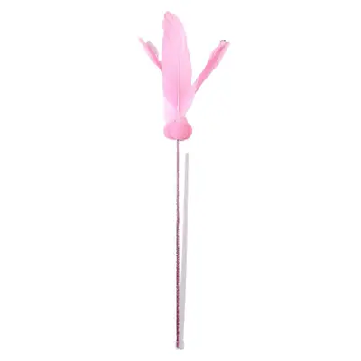 Feather Wire Cat Teaser Wand with Fur Ball and Bell, Long Pole - 6
