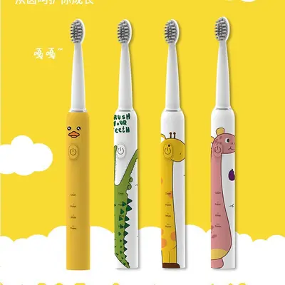 Children's Electric Toothbrush with Yellow Duck Cartoon Design, USB Rechargeable Ultrasoni - 5