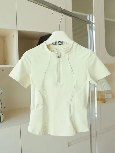 Women's Summer Sports Top, Thin, Stand-up Collar, Running and Pilates - 8