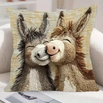Highland-Rind Kissenbezug Kuschelkissenbezug Kuscheltier Kurzflor Samtig Niedliches Tierdruck Sofa Wohnzimmer Deko Kissen Bezug Cremestil - 10