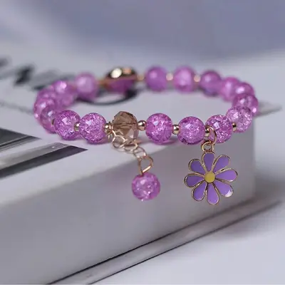 Small Daisy children's beaded bracelet, for girls and students, handmade elastic boutique jewelry, cross-border crystal bracelet. - 10