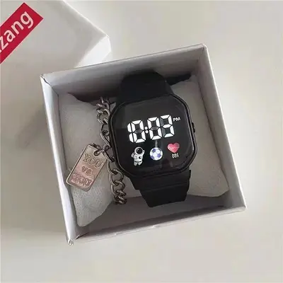Technologie-inspirierte Uhr für Frauen, hochwertige Studentenparty-Modedesign Nische Einhorn-Astronaut elektronische Uhr. - 9