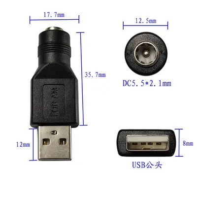 DC5521 Dişi - USB Erkek Adaptör 5.5*2.1 DC5521plus