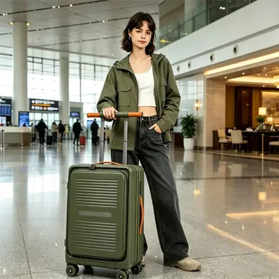 Waterproof Trolley Suitcase with Laptop Compartment and Combination Lock - 3