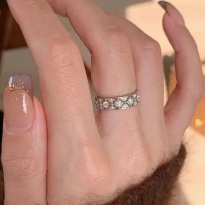 Women's lace flower ring, diamond cut, elegant design - 3