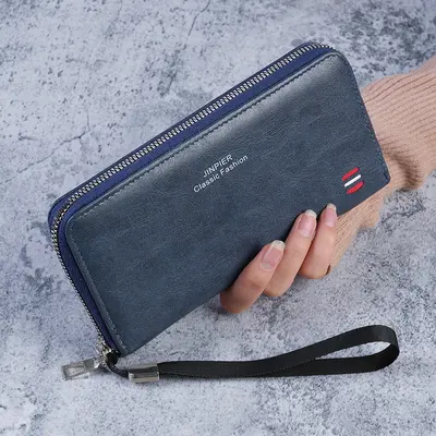 Men's Long Wallet, Zipper Coin Pocket, Multi-Card Slots - 10