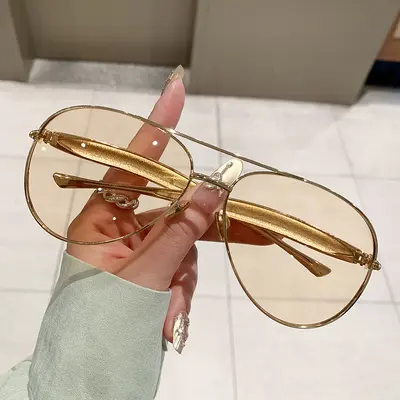 Damen-Pilotensonnenbrille mit großer Metallfassung im Retro-Stil - 11