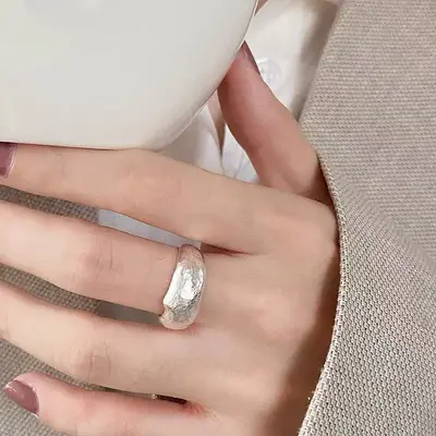 Women's 925 sterling silver asymmetric geometric ring - 11
