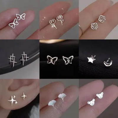 925 silver earrings, simple design, girls