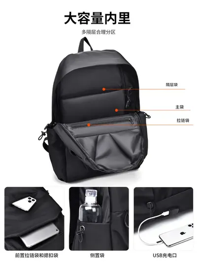 Bahar neuer Stil Rucksack, Herren Alltags-Rucksack, großes Fassungsvermögen, eleganter Reise-Rucksack, Rucksack, Schüler Schulrucksack - 4