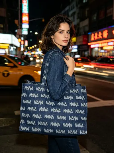 Grenzüberschreitender Jeans-Stoff Beutel Maßanfertigung Volldruck Tote Bag große Kapazität Damen Schultertasche Einkaufstasche Tragetasche nach Zeichnung und Muster gefertigt