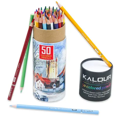 KALOUR 50-Piece Professional Oil-Based Colored Pencil Set