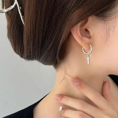 S925 Silver Rod Earrings Women Summer Simple