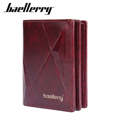 baellerry Erkek Kısa Fermuarlı Cüzdan, Çok Kartlık Retro Model