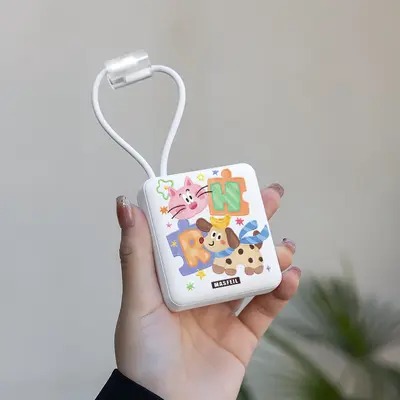 3C Powerbank mit integriertem Kabel Super Schnellladung 10000mAh mobile Stromquelle Geschenkbox LOGO-Druck flugzeugtauglich