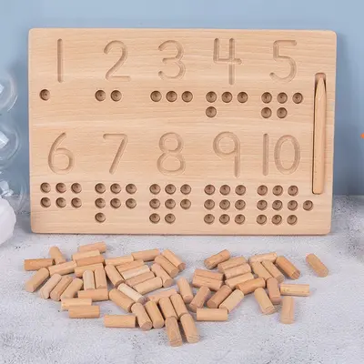 Holz-Lernstäbe für Kleinkinder, Montessori Sensorik-Mathematik, Farberkennung, Steckspielzeug, pädagogisches Spielzeug - 10