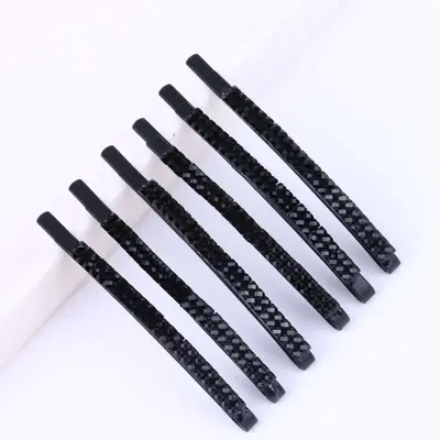 Single Word Firket Super Bright Single Row Black Crystal Diamond Alloy Firket Hair Clip Top-Tier Niche Hair Accessories Wholesale - 7
