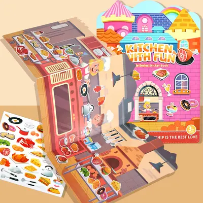 Jelly Sticker Book for Kids Ages 3-6, Reusable Scene Stickers - 5