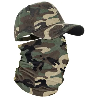 Amazon Summer Outdoor Men's Fishing Duck Bill Cap UV Protection Face Mask Combo Camouflage Soft Top Outdoor Baseball Cap