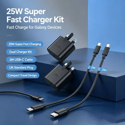 Кросс-бордер зарядное устройство UK Spec PD25W совместимое с зарядкой Samsung S20/S21 Note10 комплект быстрой зарядки адаптер питания