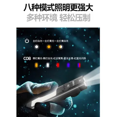 跨境新品战术手电筒强光应急灯超长续航大容量超亮远射户外充电灯