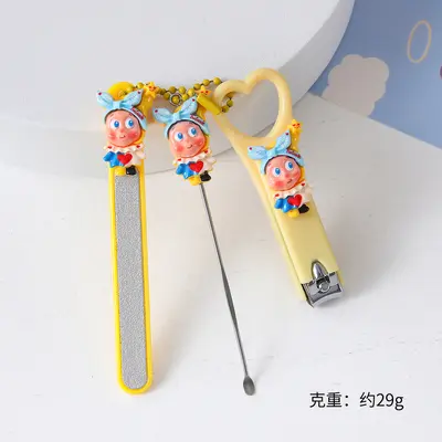 Nail clipper set, cute cartoon star design, ear pick and file - 7