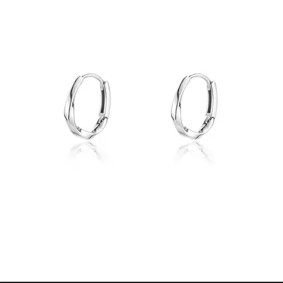 S999 sterling silver Möbius loop ear hoops - 5