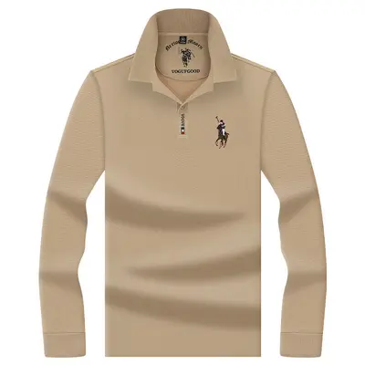 Herren Langarm-Poloshirt aus reiner Baumwolle, bestickt - 9