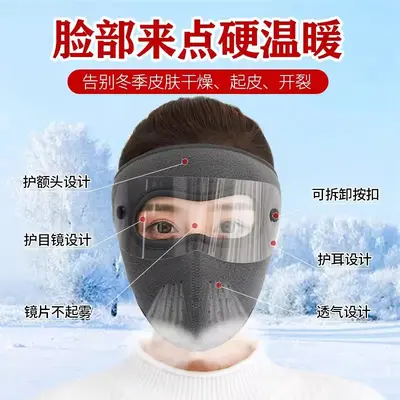 Fleece Full-Face Cycling Mask, Windproof and Dustproof, Autumn Winter