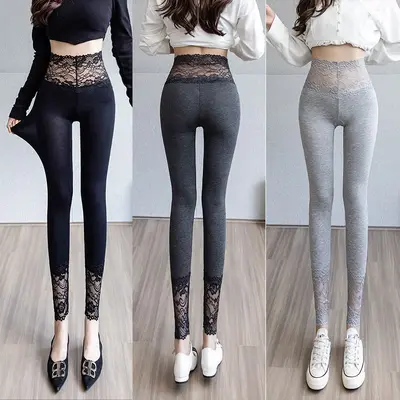 Women's modal leggings, gray, high waist, breathable