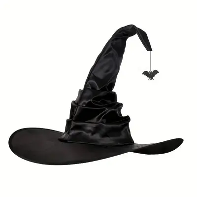 Black Pleated Witch Hat, Funny Halloween Costume Accessory