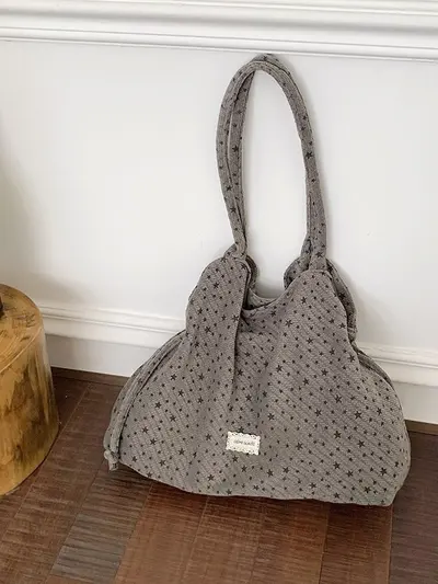 Large Pink Star Canvas Tote Bag - 5