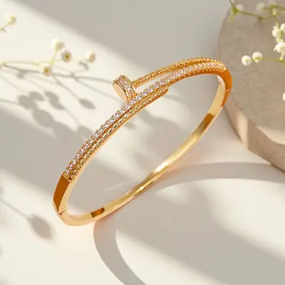 Armband, kupferplattiert, Zirkonia mit Sternenmotiv - 7