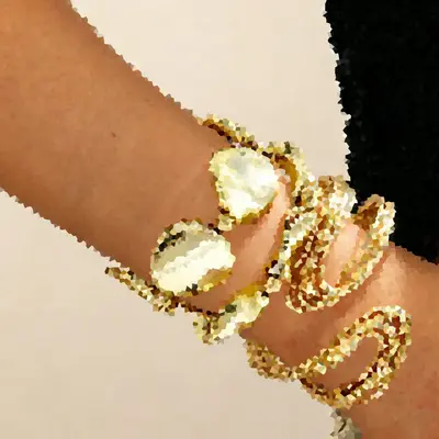3er-Set geometrische mehrschichtige Wickel-Damenarmband im Punk-Stil - 7