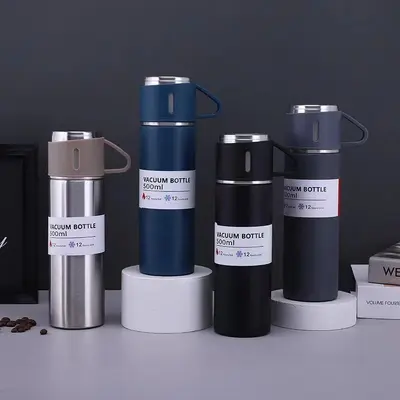 304 paslanmaz çelik termos bardak, 1 bardak 3 kapak, kişiselleştirilmiş