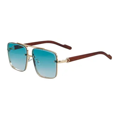 Square Frame Men's Sunglasses with Imitation Wood Grain Temples - 12