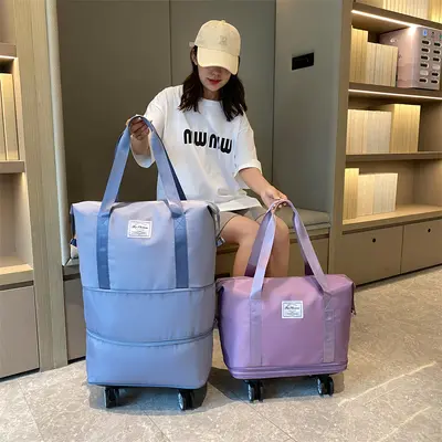 Cross-border wholesale universal wheeled travel suitcase, large capacity luggage bag attachable to wheeled suitcase for students going out and starting school