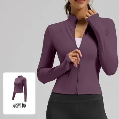 Women's Yoga Jacket, High Stretch, Breathable, Stand Collar with Zip - 8