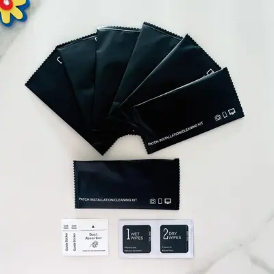 Mobile Phone Tempered Glass Screen Protector Cleaning Alcohol Wipes Film Application Auxiliary Bilingual Chinese and English Alcohol Wipes 1-2 Dry and Wet Wipes Auxiliary Tool Kit