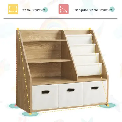 Montessori Kinder-Spielzeugregal aus mehrschichtigem Massivholz, Aufbewahrungsregal für Kinderbücher und Spielzeug
