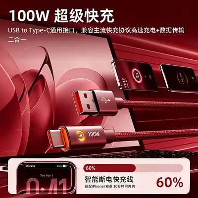 100W intelligentes Schnellladekabel USB-C mit automatischer Abschaltung