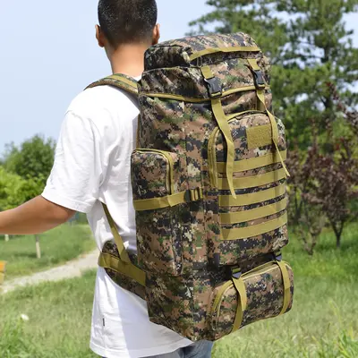 Su Geçirmez Büyük Kapasiteli Kamuflaj Dağcılık Çantası Rahat Taktik Sırt Çantası Açık Sırt Çantası Spor Yürüyüş Seyahat Sırt Çantası Toptan