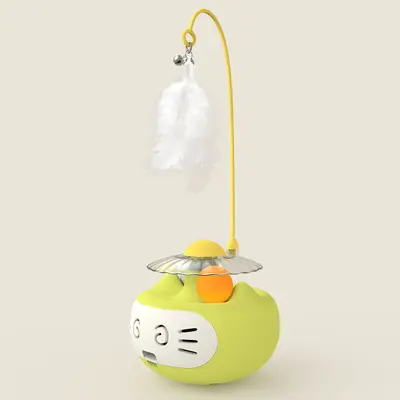 源头工厂猫脸不倒翁猫玩具可拆洗宠物用品猫薄荷球发光羽毛逗猫棒