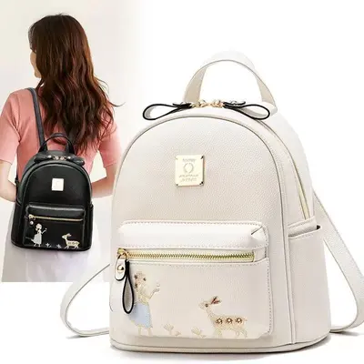 Women's Faux Leather Backpack, Small Travel Book Backpack