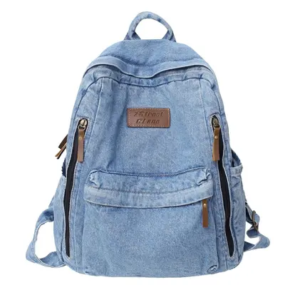 Großer Jeans-Rucksack, Schultasche - 7